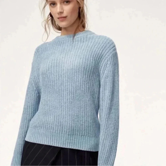 NEW Aritzia Blue Chunky Sweater Salette  Chenille XS - Picture 1 of 6